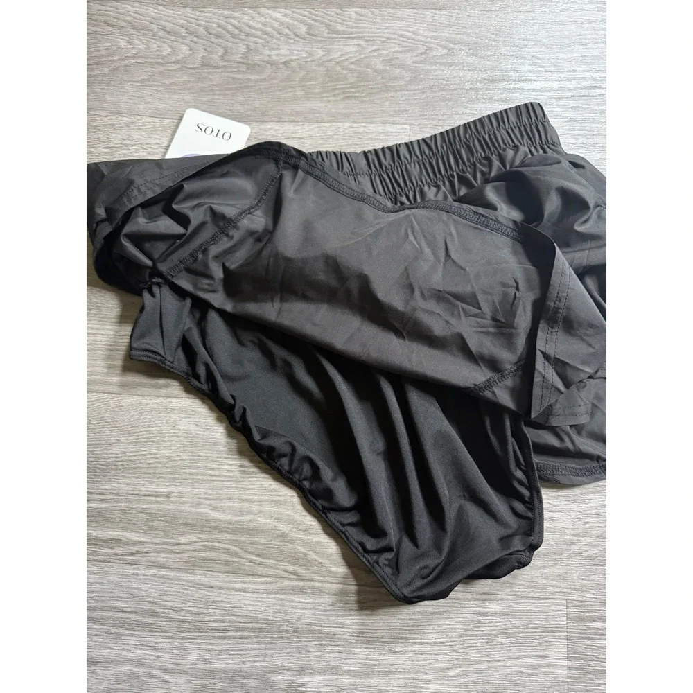 Otos New York Womens‎ Active Shorts Black B486 Smocked Waist Running Gym M NEW